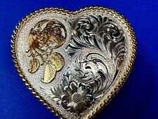 Beautiful Heart Shaped Flower Swirl Leaf Two Tone Small Belt Buckle Rope Border picture