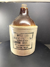 Vintage Stoneware West End Liquor Jug,  Leverett Street, Boston - Wine  ,Spirits picture