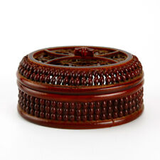 Vintage Handmade Bamboo Weaved Lacquer Trinket Box with Lid picture