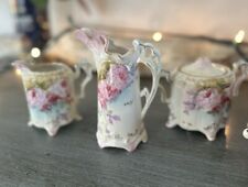 Vintage RS Prussian Tea,Cream, Sugar Set. One Of A Kind Hand Painted picture