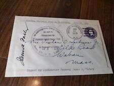 1939 Mt Washington NH Cog Railway Dispatch Signed By James Farley Postmaster Gen picture