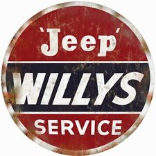 Aged Looking Willys Jeep Service Sign 14 Round picture