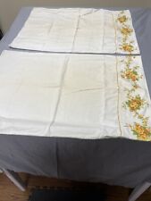 Vintage 70s White Yellow Orange Floral Pillowcases Retro Shabby Chic Lot Of 2 picture