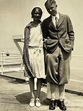 XJ Photograph Cute Couple Pose For Portrait Pretty Woman Handsome Man 1930-40's picture