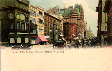 Vintage C. 1905 Busy Street Scene 5th Ave. Waldorf New York City NY Postcard picture