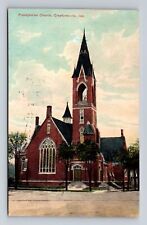 Crawfordsville IN-Indiana, Presbyterian Church, Vintage c1909 Souvenir Postcard picture