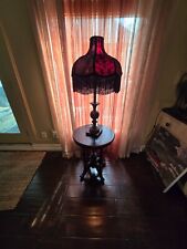 Gothic Catrina Victorian Lamp with Black Velvet Red Lace Catrina Velvet picture