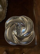 Pewter Aluminum 12”x12” 4 Section Serving Dish Made In Mexico grape Handle picture