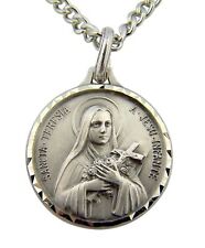 French Nickel Silver Catholic Saint Theresa Little Flower Medal, 1 Inch picture