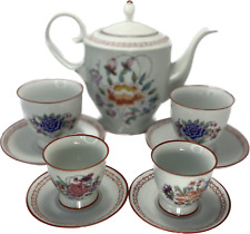 Exquisite Vintage Hand Painted Floral Tea Set 9 Piece Set picture