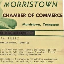 Vintage 1950s Morristown Chamber Of Commerce Data Sheet Tennessee Brochure picture