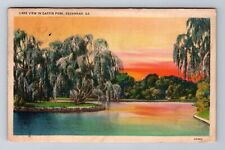 Savannah GA- Georgia, Lake View In Daffin Park, Antique Vintage c1942 Postcard picture