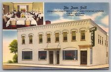 Oshkosh WI Wisconsin -  The Town Grill Restaurant - Linen Postcard circa 1940s picture
