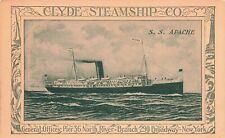 LP08 Clyde Steamship Company Advertising Steamer S.S. Apache NY Vintage Postcard picture