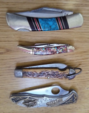 Lot Of 4 Broken Handle Pocket Knives. Spyderco, Cherokee, Bash Dani, Vintage  picture