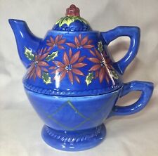 Limited Edition Barnes and Noble Poinsettia Nesting Teapot picture