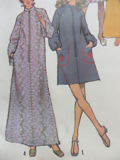 Vintage 70's Simplicity 9722 FRONT ZIPPED ROBE IN 2 LENGTHS Sewing Pattern Women picture