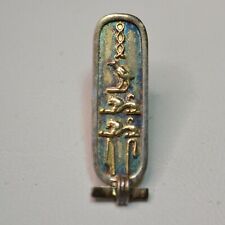 Vintage Egyptian Hieroglyphics Tie Tac Silver In Box (L) picture