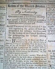 President John Adams Script Signatures Acts of Congress 1799 Old USA Newspaper picture