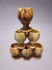 Pakistani Marble Onyx Stone 6 Set Bar Shot Cups Stemmed Goblets 3