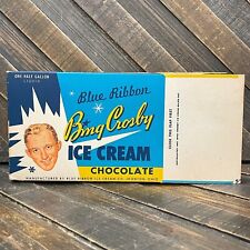 Vintage 1953 Bing Crosby Blue Bonnet Chocolate Ice Cream Carton Advertisement picture