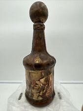 Vintage Italian Leather Wrapped Glass Liquor Decanter Bottle  picture
