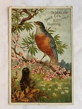 1880s Woolson Spice Lion Coffee Victorian Trade Card Ad Embossed Birds picture