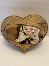 Vintage Large Signed Mg Sparling Heart Shaped Hinged Wood Keepsake Storage Box picture