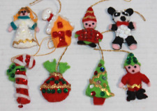 Vintage Lot 8 Mini Bead & Sequin Felt Christmas Ornaments (B) picture