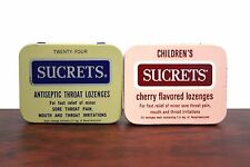 Vintage Sucrets Tin Lot Of 2 Adult & Children Metal Pink Blue Made in USA picture