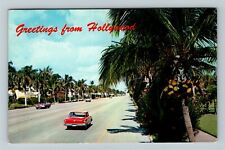 Hollywood FL-Florida, Street Scene, General Greetings, c1936 Vintage Postcard picture
