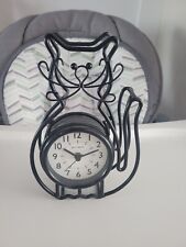 Vintage Black Wrought Iron Cat Clock, 7.5