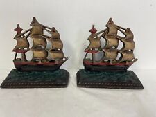 Vtg VICTOR Cast Iron SAILING SHIP BOAT BOOKENDS 5.5