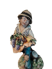 Capodimonte porcelain figurine youth carrying fruit picture