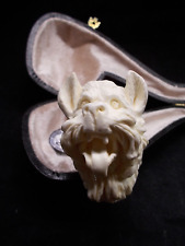 NEW UNSMOKED MEERSCHAUM LOVABLE DOG CARVED BOWL 6