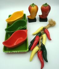 Chili Pepper Condiment Ensemble  Ceramic Including Clay Art and Boston Warehouse picture