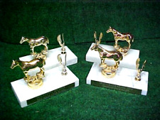 Lot (4) Vintage 1970's HORSE Award Trophies w/ Marble Bases & Solid Toppers picture