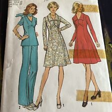 Vintage 1970s Simplicity 6557 Dress or Top + Pants Sewing Pattern 10 12 CUT picture