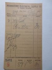 Manhattan Electrical Supply Company 1914 billhead receipt 17 Park Place picture