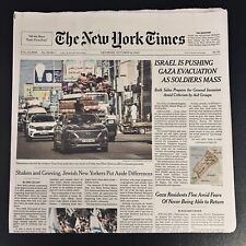 The New York Times Newspaper October 14 2023 Shaken Grieving Jewish New Yorkers picture