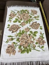 Vintage 70s Cannon Bath Towel 24”x15” Brown Roses Floral picture