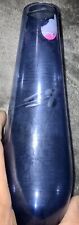 Vintage Etched Blue Bud Vase With Pressed Clear Base Hand Blown Fluted picture