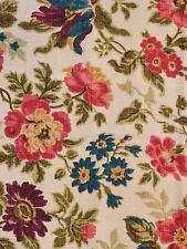 Vintage Barkcloth Fabric Vat Print Jewel Tones Florals 47