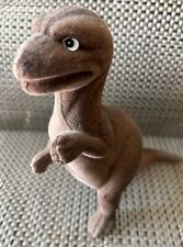 Vintage Soft Fuzzy Flocked Dinosaur Figurine Toy T-Rex 7.5” Tall Brown Rare picture