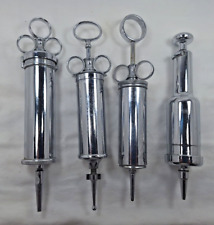 Vintage Medical Stainless Syringes Large: Lot of 4 picture