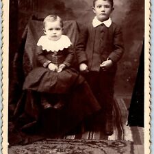 c1880s La Crosse Wisconsin Young Man Boy Dress Cabinet Card Photo Kid Brother B7 picture