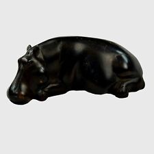 Vintage Wooden Carved African Hippo Laying Down 5.5” picture