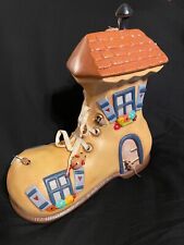 RARE UNIQUE VINTAGE OLD LADY WHO LIVED IN A SHOE LARGE CERAMIC MUSICAL COIN BANK picture
