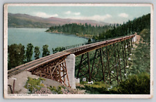 Chatcolet Lake ID Suspension Railroad Bridge Vintage Postcard Steam Engine picture