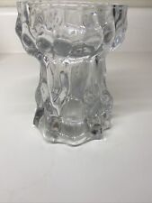 Vintage Ingrid Clear Glass Bark Vase Candle Holder Made in Germany Art Glass MCM picture
